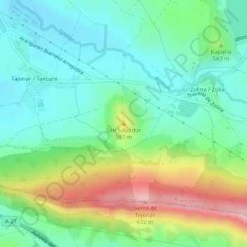 Mappa topografica San Salvador, altitudine, rilievo