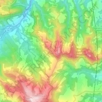 Mappa topografica Livergnano, altitudine, rilievo