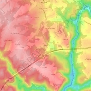 Mappa topografica Lespinat, altitudine, rilievo