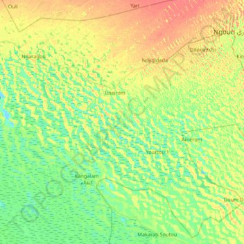Mappa topografica Kirirom, altitudine, rilievo