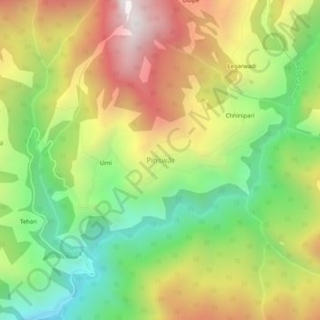 Mappa topografica Pinswār, altitudine, rilievo