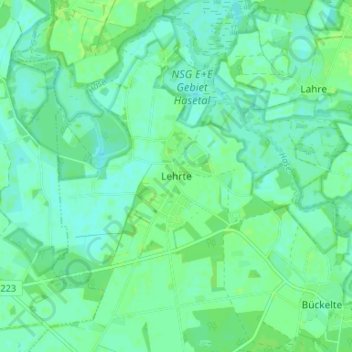 Mappa topografica Lehrte, altitudine, rilievo