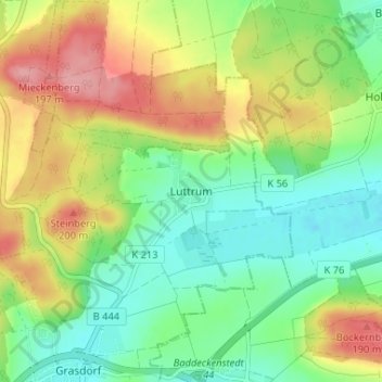 Mappa topografica Luttrum, altitudine, rilievo