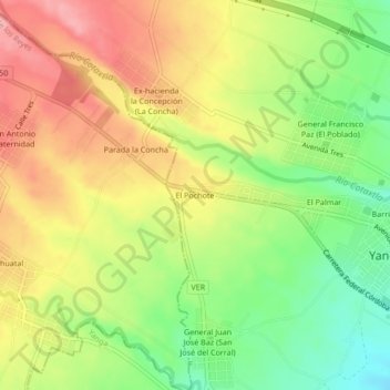 Mappa topografica El Pochote, altitudine, rilievo