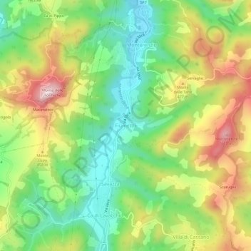 Mappa topografica Fiumetto, altitudine, rilievo