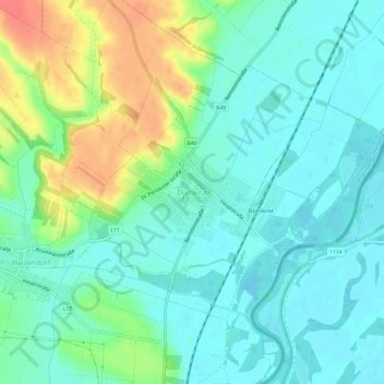 Mappa topografica Dürnkrut, altitudine, rilievo