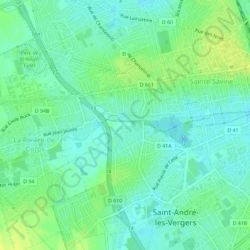 Mappa topografica Notre-Dame des Prés, altitudine, rilievo