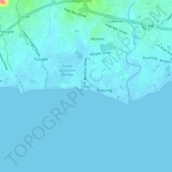 Mappa topografica Pooc, altitudine, rilievo