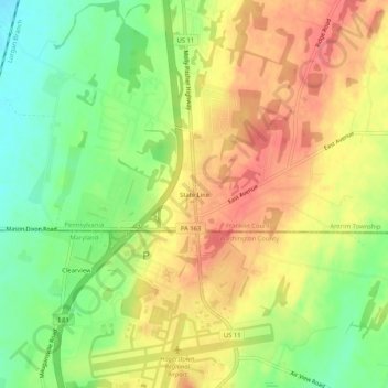 Mappa topografica State Line, altitudine, rilievo