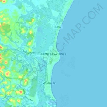 Mappa topografica Porto de Galinhas, altitudine, rilievo