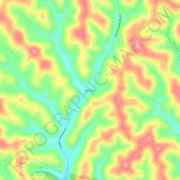 Mappa topografica Spraggs, altitudine, rilievo