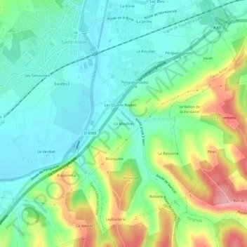 Mappa topografica La Mouline, altitudine, rilievo