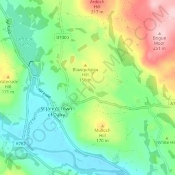Mappa topografica Creaganfois, altitudine, rilievo