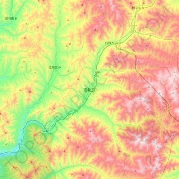 Mappa topografica 崇礼区, altitudine, rilievo