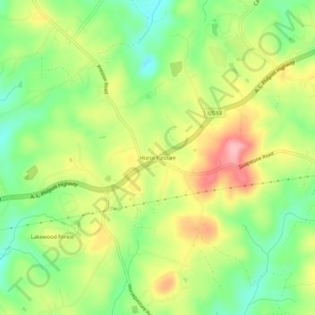 Mappa topografica Horse Pasture, altitudine, rilievo