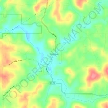 Mappa topografica Freeman, altitudine, rilievo