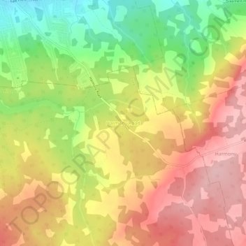 Mappa topografica Harmony Road, altitudine, rilievo