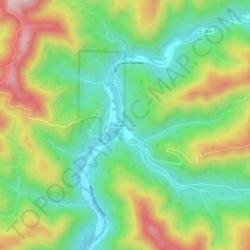 Mappa topografica Jordan Creek, altitudine, rilievo
