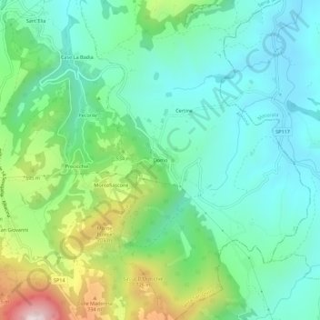Mappa topografica Domo, altitudine, rilievo