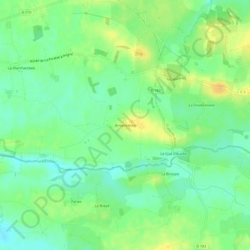 Mappa topografica Armentières, altitudine, rilievo
