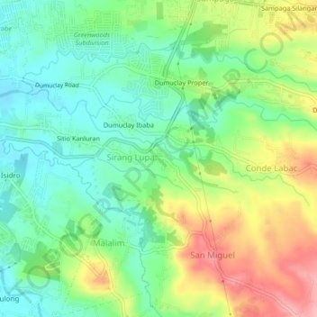 Mappa topografica Sitio Silangan, altitudine, rilievo