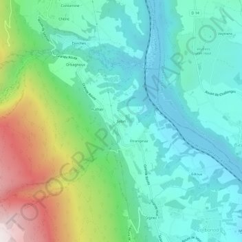 Mappa topografica Sylan, altitudine, rilievo