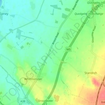 Mappa topografica Putloe, altitudine, rilievo
