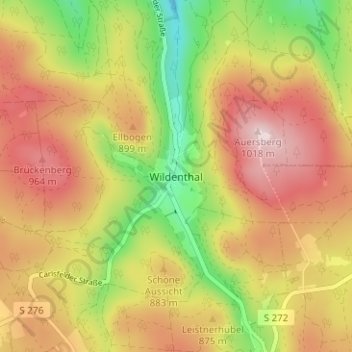 Mappa topografica Wildenthal, altitudine, rilievo