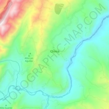 Mappa topografica Chima, altitudine, rilievo