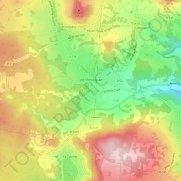 Mappa topografica Fontfreyde, altitudine, rilievo