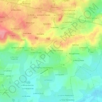 Mappa topografica Les Bas Verrières, altitudine, rilievo