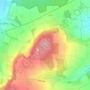 Mappa topografica Sesebühl, altitudine, rilievo