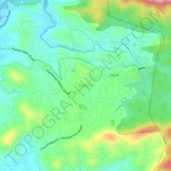 Mappa topografica Peechi, altitudine, rilievo