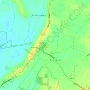 Mappa topografica Coombe Hill, altitudine, rilievo