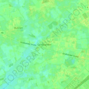 Mappa topografica Großsander, altitudine, rilievo