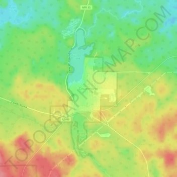 Mappa topografica Drummond, altitudine, rilievo