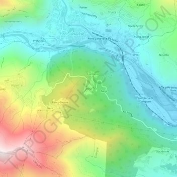 Mappa topografica Vena, altitudine, rilievo