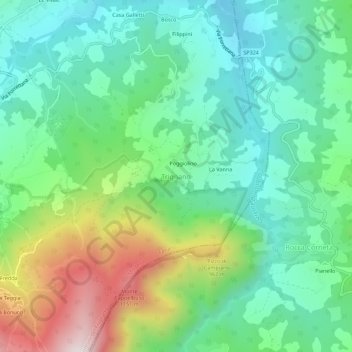 Mappa topografica Trignano, altitudine, rilievo