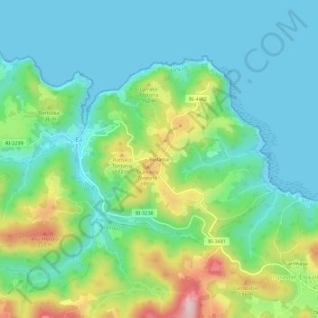Mappa topografica Bedaroa, altitudine, rilievo