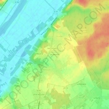 Mappa topografica Les Mesliers, altitudine, rilievo