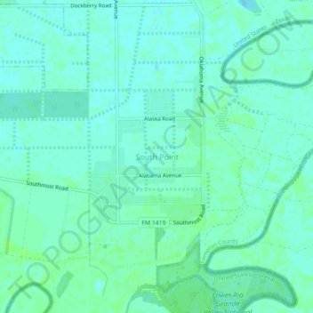 Mappa topografica South Point, altitudine, rilievo