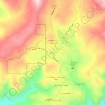 Mappa topografica Avery, altitudine, rilievo