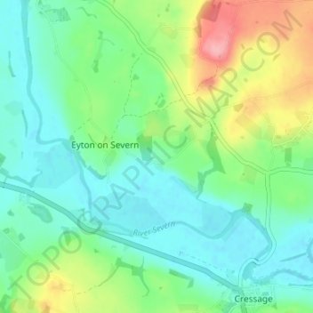 Mappa topografica Dryton, altitudine, rilievo