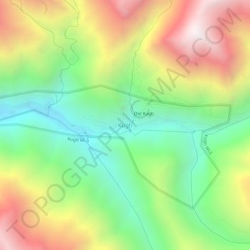 Mappa topografica Kugti, altitudine, rilievo