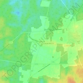 Mappa topografica Les Montils, altitudine, rilievo