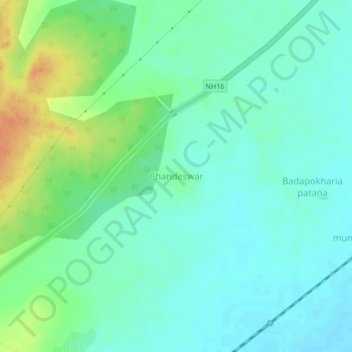 Mappa topografica Chandeswar, altitudine, rilievo