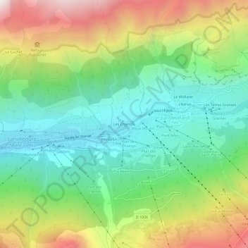 Mappa topografica Les Champs, altitudine, rilievo