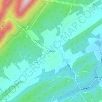 Mappa topografica Reeds Gap, altitudine, rilievo