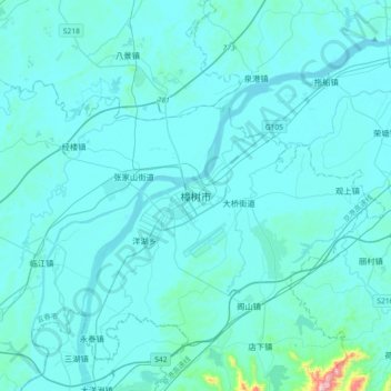 Mappa topografica 樟树市, altitudine, rilievo
