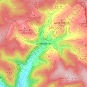 Mappa topografica Lohrhaupten, altitudine, rilievo